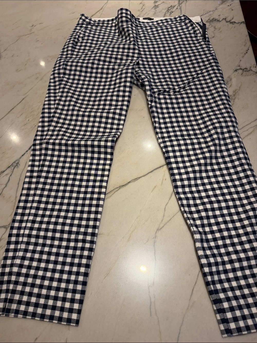 J. Crew Navy and White Gingham Capris